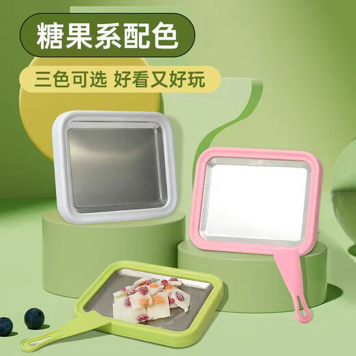 Deutsche Joghurtmaschine für Haushalt kleiner Plug-In-Eis Frittiermaschinentablett Edelstahl DIY Hausgemachte Eismaschine Kinder Mini-Eis gefrorene große Eismaschine Eisschale Matcha Grün