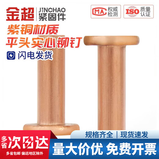 Gold super copper flat head solid rivets pure copper solid rivets flat head copper rivets M2M2.5M3M4M5M6M8 M8*30 (2 pieces)