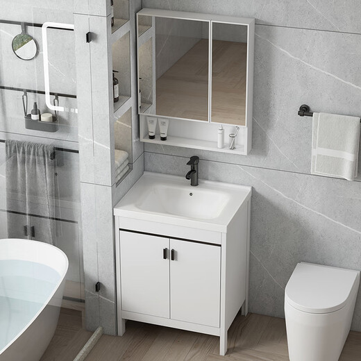 Dafify kleine Wohnungswaschbeckenschrank kombinierte bodenstehende Badezimmerschrank Keramik integriertes Becken Bad Waschbecken Waschbecken Waschbecken Pool weiße Tür 4837 cm