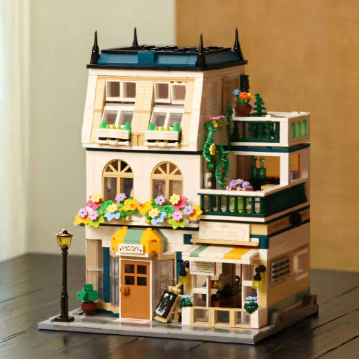 Zhegao 2025 new building blocks and flower play house girl toy version puzzle assembly house street view villa dog fashion house 1048 pieces