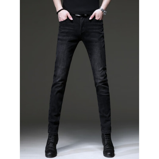 TOME BORNEK high-end brand black jeans men's 2025 summer new Korean version trendy retro small feet stretch pants men 1049 gray 29 two feet two