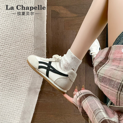 La Chapelle women's shoes moral training shoes women's new all-match casual shoes low-top soft-soled sports shoes for women-2215B beige black 38