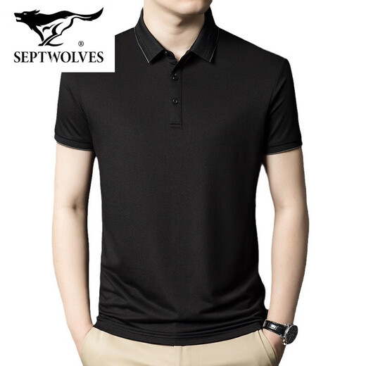 Sieben Wolves Offizielles Flaggschiff Sommer mittleren Alters mit dem atmungsaktiven T-Shirt Casual Polo-Hemd kurzärmelig.