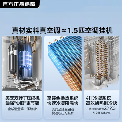 Midea mobile air conditioner, home portable all-in-one machine, no drainage and no installation required, dual-pipe optional, full DC variable frequency, household dehumidification, kitchen air conditioner, vertical air conditioner, outdoor air conditioner, large 1.5 HP, heating and cooling | dual-pipe frequency conversion | energy saving