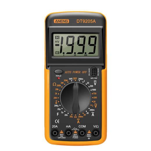 ANENG万用表数字高精度智能防烧表电子电工专用家用多功能DT9205A 增强款【标配+备用电池+特尖笔+表包】