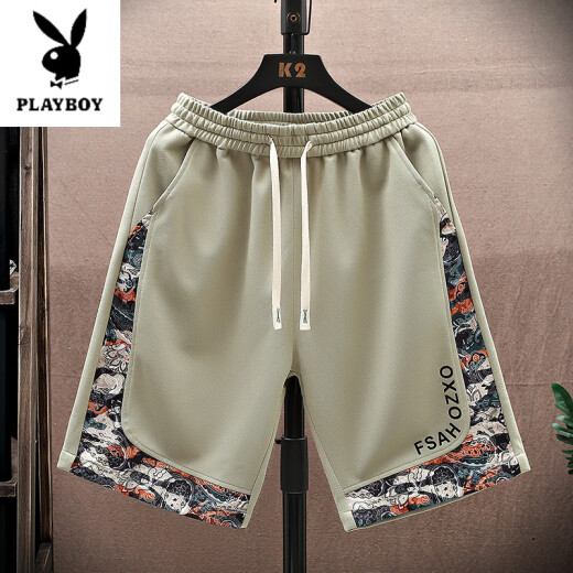 花花公子（PLAYBOY）新中式短裤男士夏季2025新款裤子运动中裤宽松休闲潮牌复古五分裤 6625白色 M