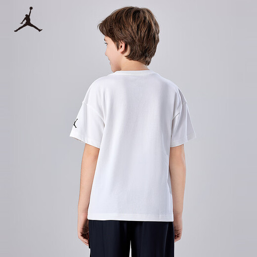 NIKE JORDAN Nike AJ children's summer T-shirt summer new moisture-absorbent and breathable children's short-sleeved pure white 150/72 recommended height 140-152cm