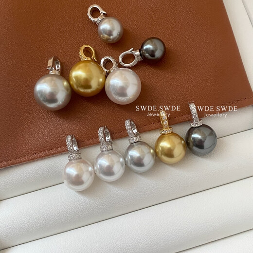 DRJEFUNS925 sterling silver buckle strong light South Sea gold bead single pearl pendant necklace simple and versatile single pendant 10mm Tahitian black