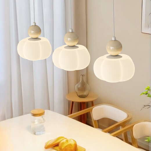 Tiffania Restaurant Kronleuchter Creme Stil 2025 Neue kreative Kürbislaterne Einfache moderne lange Bar Esszimmer Speziales Hauptlicht MTJ689-1 Drei Farben (Weiß + Beige) -Wall-Lichtstil