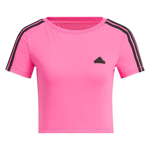 Adidas Neo short-sleeved women's clothing 2025 spring new running fitness training sportswear breathable fashion casual round neck T-shirt jv9859 pulse magenta XL