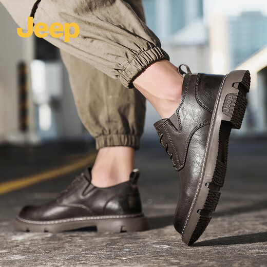 Jeep Jeep men's shoes spring and autumn leather shoes men's business formal shoes British style small leather shoes workwear casual sneakers
