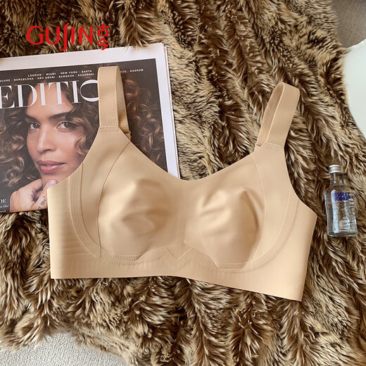Antike und moderne Heben Unterwäsche für Frauen im Frühling und Sommer Ultra-dünne große Brüste, die kleine Brüste atmungsaktiven Kaninchenohren aufweisen, Eis ohne Eisseide-Seide Bra L.