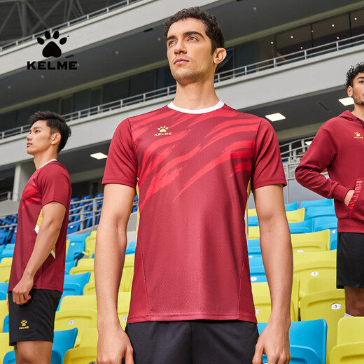 卡尔美（KELME）足球服定制短袖运动训练男款 白枣红M