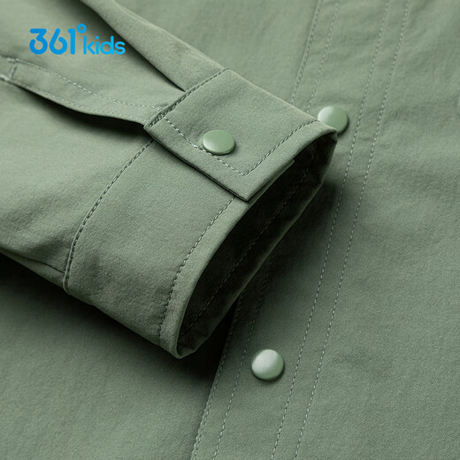361 Shopping mall same style 361 children's clothing boys' long-sleeved lapel shirt 2025 summer new style medium and large children's tops Kino Green 130