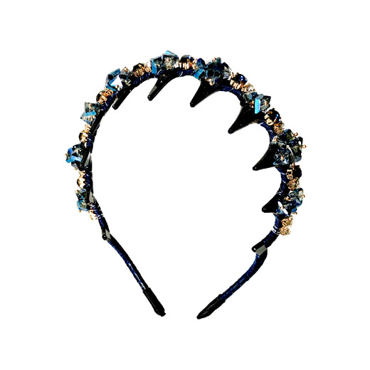 Zuoou blue high skull top beautiful hairband heavy industry crystal rhinestone hairpin wavy toothed fluffy face small headband hair bundle light purple