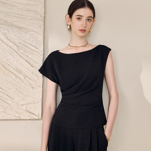 Roeyshouse Texture noire haut de gamme pour femmes 2025 Été Nouveau design Body Slim 11973 Black XL
