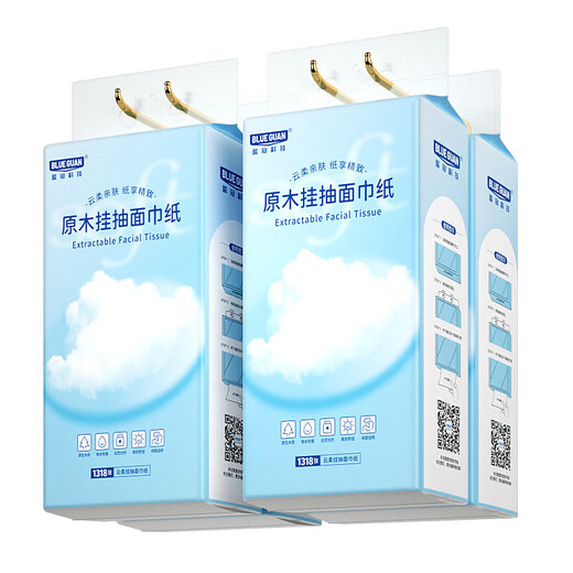 BLUEGUAN抽纸悬挂式家用纸巾厕所卫生纸客厅擦手纸 【送无痕挂钩】* 4层 15816张*12提