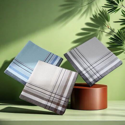 Hai Yiduo Herren-Taschentuch Klassiker Ancient Style Baumwolltaschentuch schweißabsorbierend Retro Sentimental Color Man Quadrattuch Baumwollschweiß-Sicht Taschentuch Quadrattuch Taschentuch [3 Packs] Blau 40*40 cm