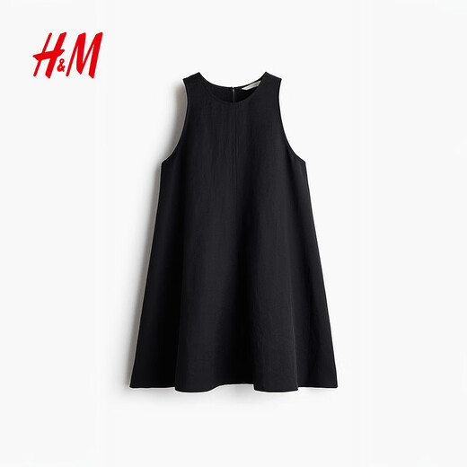 H&M2025夏季新款女装时尚休闲百搭直筒连衣裙1292353 黑色 S 160/88