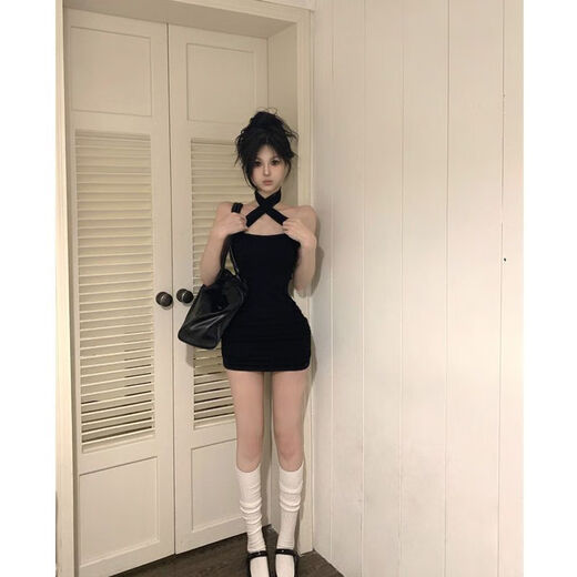 Yi Jingxuan (Yijingxuan) Nachtclub Heißes Mädchen Halfterhalter für Frauen im Sommer Schwarzrock Licht Luxus Taille Slim Fit Slim Hip Short Rock kleines Schwarz/Schwarz [hohe 24 Stunden pro zweites Mal] m Vorschläge [95-105jin [Jin gleich 0,5 kg]]