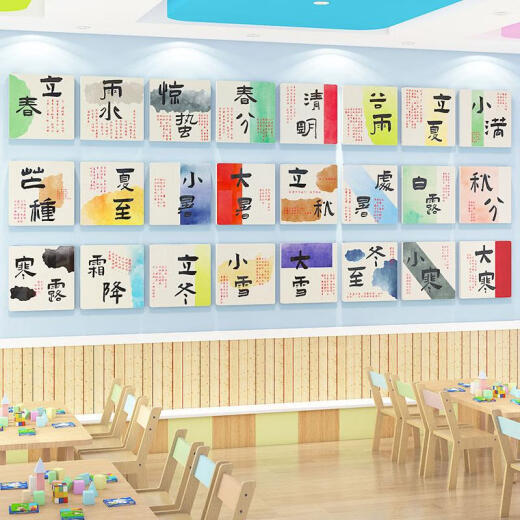 咏幻二十四节气文化墙幼儿园主题墙教室走廊墙面装饰开学场景布置 X14118mm 特大