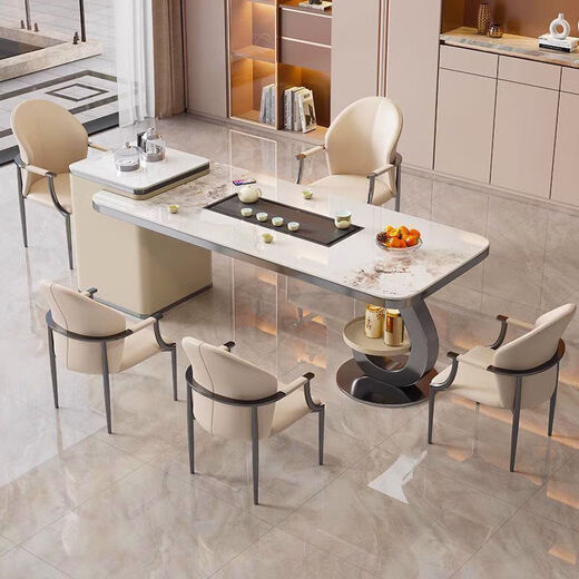 Slate balcony tea table and chair combination light luxury modern kettle integrated coffee table living room household small tea table single table pattern optional 1.2 meters free tea set