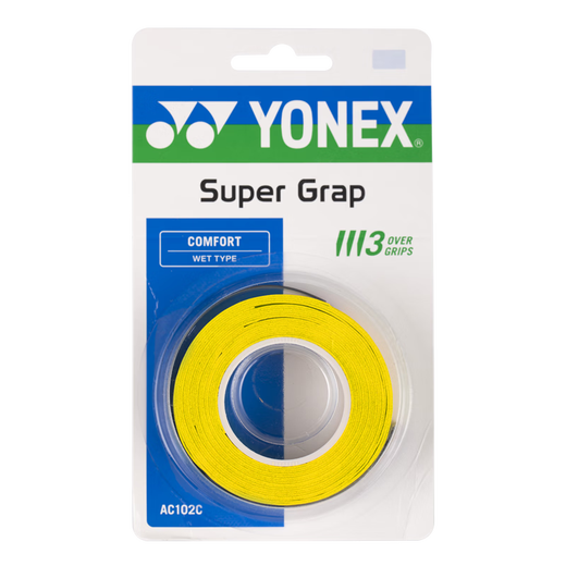 YONEX尤尼克斯羽毛球手胶运动吸汗带握把胶AC-102C-004黄色三条装