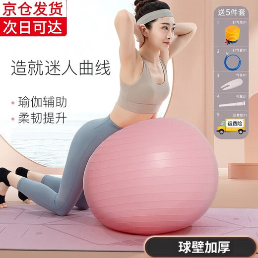 First concept of yoga ball, fitness ball, Pilates size ball, thickened explosion-proof sensory training, midwifery massage ball for pregnant women, yoga ball 55CM, light pink