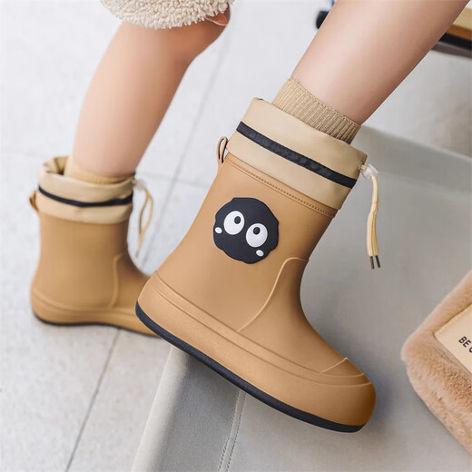 JCZS Deutsche Qualität Regenstiefel süße Regenstiefel Frauen neuer Stil der wasserdichten und rutschfesten Weichstiefel für Erwachsene mit Erwachsenen, weiße Kohlebällchen (Einzelschuhe) Standardgröße 37-38 (innere Länge 24 cm)