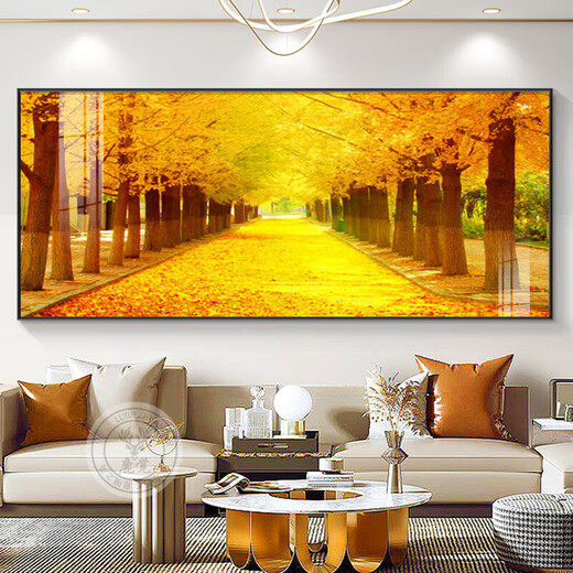 He Jiangong's golden living room hanging paintings modern atmospheric sofa background wall decoration paintings Golden Avenue landscape oil paintings murals l3294-Hongyun Dangtou-b 280*110cm4 meters sofa about 4 meters elegant