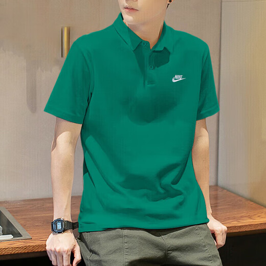 耐克（NIKE）绿色POLO衫男商务翻领棉短袖透气运动休闲T恤CJ4457 绿色/FN3895-365 纯棉透气 偏大 S 100-120斤