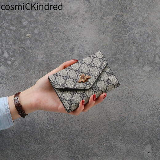 CosmicKindred2025新款欧美简约女士钱包女短款三折小钱包女零钱包卡包皮夹潮流 咖啡花