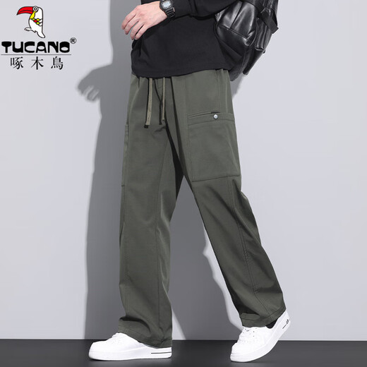 
Woodpecker workwear casual pants for men in summer thin loose straight versatile paratrooper pants sports charge breathable workwear pants for men 9856 military green thin model M 90~110Jin[Jin equals 0.5 kg]