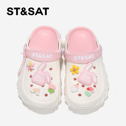Sábado (ST/SAT) Zapatos para niños Zapatos para niños 2025 Summer New Girls Sofle Sole Slippers Boys Beach Slippers White Powder tamaño 32-33 (adecuado para la longitud del pie de 20.7 cm)