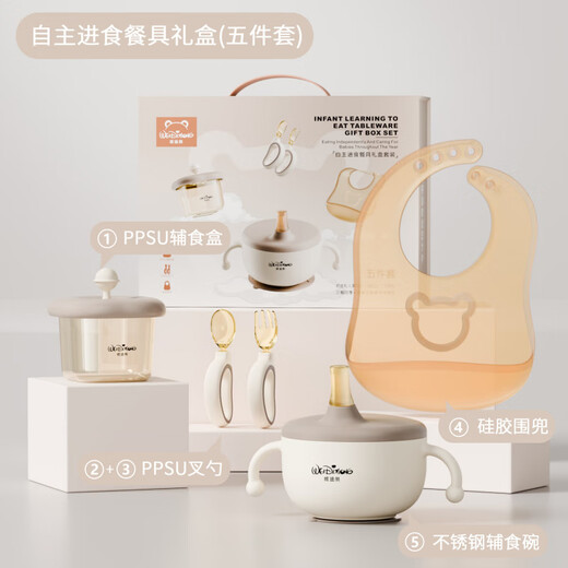 维迪熊儿童生日礼物餐具套装PPSU婴儿辅食碗见面礼物宝宝礼盒新年送礼 五件套【礼盒装】周岁满月礼