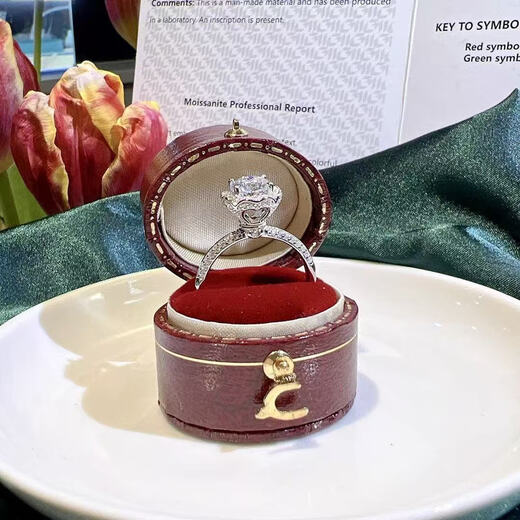 PT950 platinum bouquet with moissanite and diamond ring for women 18k luxury Ice Queen personalized new proposal light luxury style bouquet 1 carat ring with adjustable opening