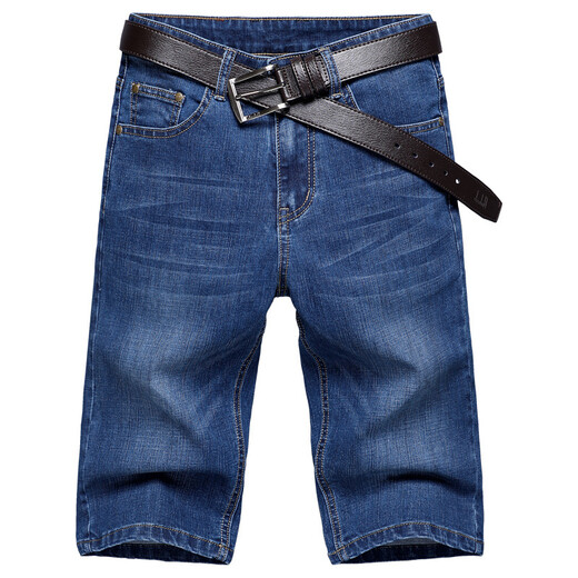 Lion Cong Denim Shorts Men Pantalones de tamaño mediano suelto de cinco puntos para hombres 867 Azul claro + 618 Blue oscuro 34