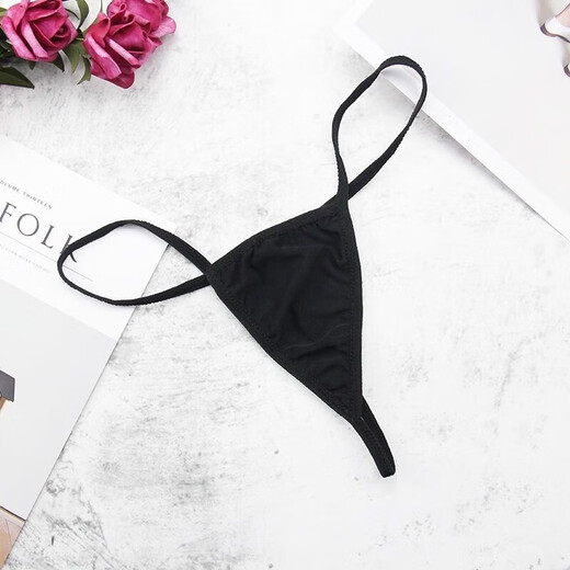 Xinmanwei sexy underwear for men, ultra-thin silky thong, shiny JJ set, masturbation airplane briefs, mesh see-through T-pants, women's thong black (80-120Jin Jin is equal to 0.5 kg)