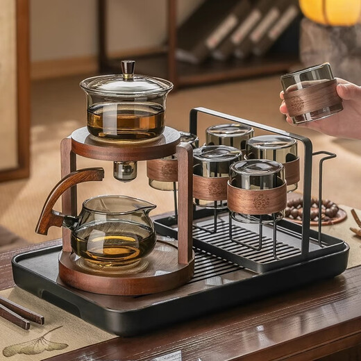 Danube Dream Automatic Tea Brewing Ippliance Магнитный стеклянный чай набор домашнего офиса кунг -фу чай чашка ленивый артефакт 12023 Прозрачный чайный пивоваренный аппара