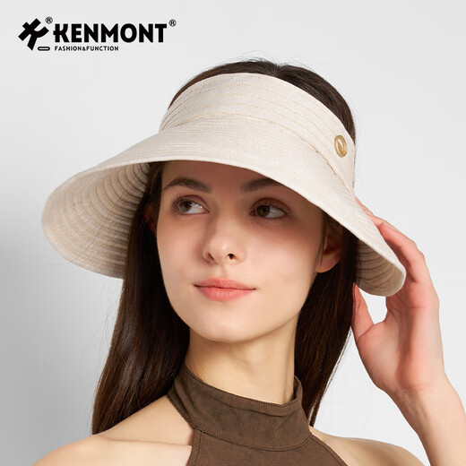 Kenmont卡蒙大檐空顶防晒帽女2025夏季新款遮阳帽防紫外线太阳帽KM-6223 KM-6223/黑色 F：57cm可调节