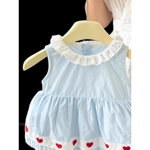 迪士尼（Disney）婴儿衣服夏季甜美包屁裙女宝宝可爱夏装洋气公主连衣裙超萌背心裙 6623*蓝哈衣 80