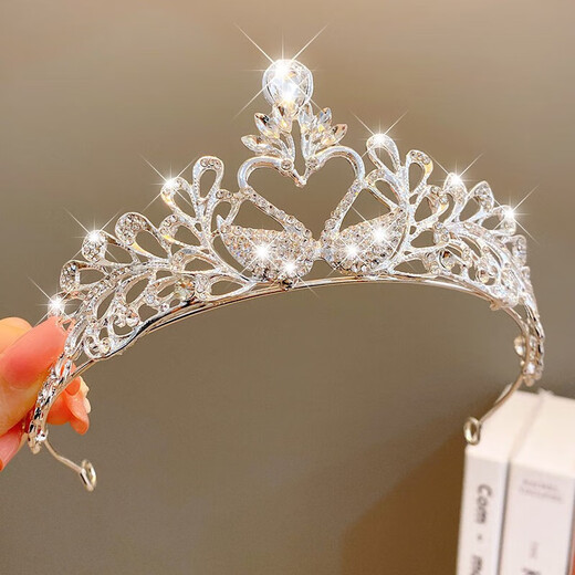 Bai Qixin large crown headband for children and girls princess rhinestone crown little girl birthday gift crown headband crystal headdress crown half south