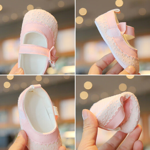 梦伊蓝（MENGYILAN）女婴布鞋2025软底0-3-6月宝宝蝴蝶结绣花学步鞋公主防滑不掉透气 白色圈圈绣花【春秋单鞋GD】 11 内长12.0cm 建议5-9个月