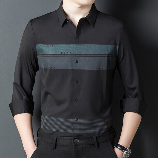 
Stripless shirt, long-sleeved men's spring and autumn lapel, Jinmin shirt, business casual horizontal striped shirt, new style for 2025, camel, regular JDB05/9923 XL [Recommended 140-155Jin [Jin equals 0.5 kg]]