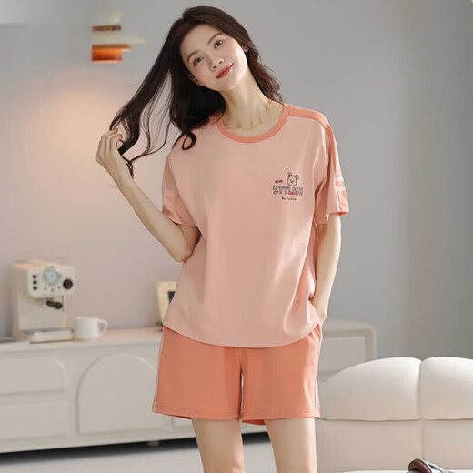 莫代尔2025新款睡衣女夏季纯棉套头短袖短裤可外穿家居服套装 Z9854 M [建议80-100斤穿]