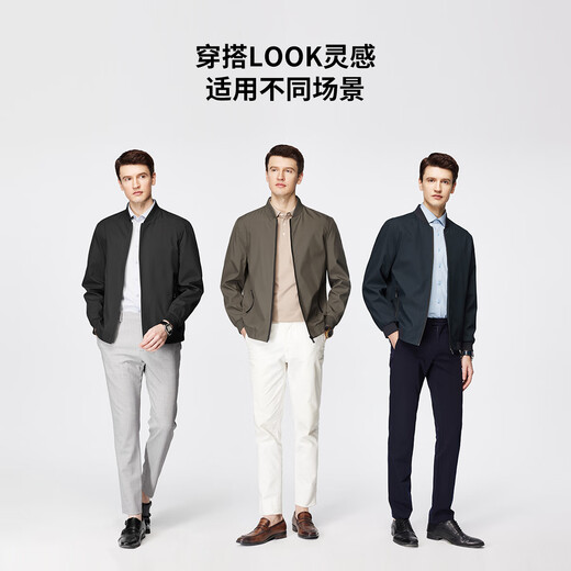 杉杉夹克棒球领男春秋通勤休闲轻便抗皱耐磨顺滑拉链通勤暗纹印花外套