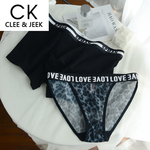 Clee/Jeek schwarz ein Mann eine weibliche weibliche baumwolleis ice seide reine durchscheinende Briefs Bänder Geschenk Set 6628 Paar ein Mann eine Frau m Frauen l