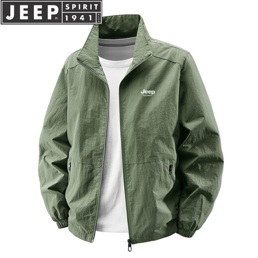 JEEP SPIRIT Jeep Jacket Men's Autumn and Winter Outerwear Outdoor Velvet Sports Loose Stand-Collar Jacket Casual Clothing Top Black XL (Recommended 130-150Jin Jin equals 0.5kg)