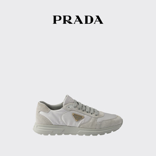 PRADA/Prada Gift Men's Prax 2.0 Regenerated Nylon and Suede Calf Leather Sneakers Cloud Gray 41 (7)