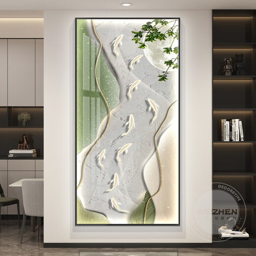 MPPMCK entrance hall decoration painting with light painting drawings, vertical version of corridor hanging paintings HJ6625 golden border 80*160*1cm 1 cm